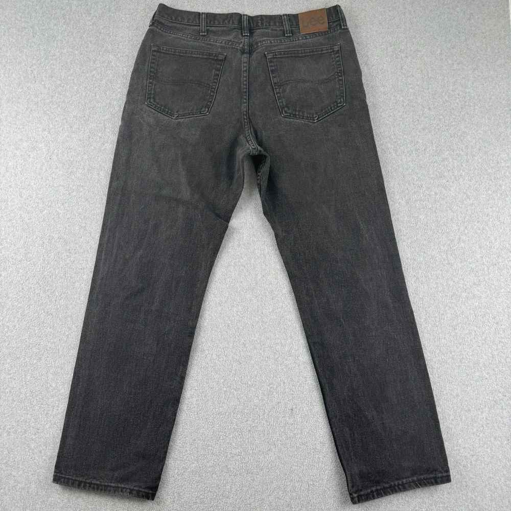 Lee Jeans Mens 36x32 Black Regular Fit Straight Leg Denim Pants 100% Cotton